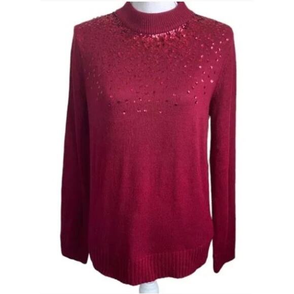 Juicy Couture Cranberry Sequin Sweater Size Large - Picture 1 of 5